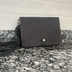 Polka Dot Crossbody Bag in Charcoal Gray and White by Thirty one